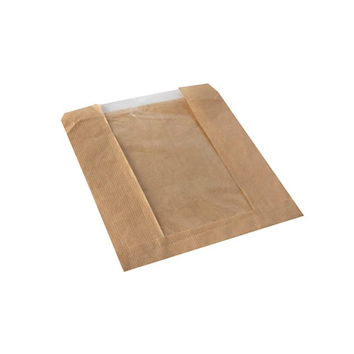 PAPSTAR 1000 Sichtstreifenbeutel mit PLA-Fenster "pure" 18 cm x 21,5 cm braun