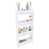 thumbnail of Carrello Da Cucina Salvaspazio Carrellino Portaoggetti Con Rotelle Ruote 4 Ripiani Dispensa Bagno Fino a 2.5 Kg Per Ripiano 103 x 12,5 x 54 cm Bianco