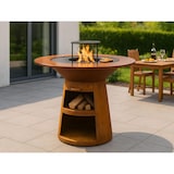 thumbnail of PURLINE Barbacoa redonda en acero corten con plancha de acero, grill y tablero de madera EFP59CO WOOD