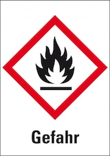 thumbnail of Aufkleber I Gefahrensymbol Flamme GHS 02, Gefahr, Folie, 26x37mm, 12/Bogen, GHS-Verordnung