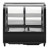 thumbnail of Romux® Vitrina Pastelera Expositora Refrigerada 2 Estantes con 2 Puertas Correderas Negra 100 Litros Ventilada | Vitrina Sobremesa Cristal Curvado
