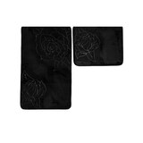 thumbnail of Almina Premium 2 teiliges Bademattenset mit Rosenmotiv Schwarz