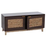 thumbnail of Sitzbank HWC-P54, Garderoben-Bank Schuhregal Schuhablage, MDF Melamin Wasserhyazinthefront 45x100x42cm ~ Walnuss-Optik
