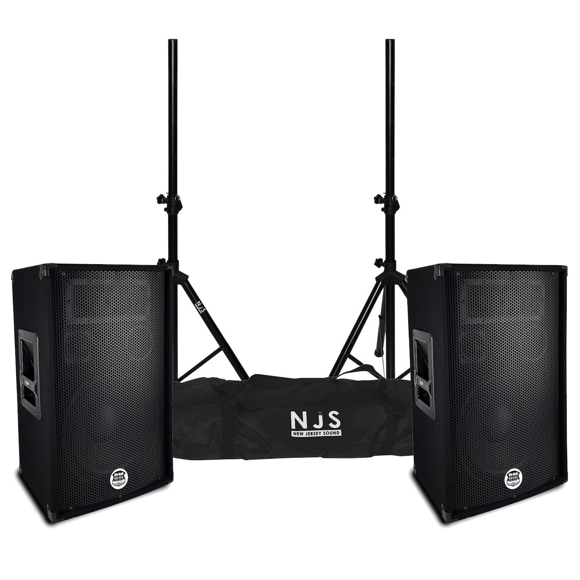 Paire d'enceintes Sono DJ BM SONIC BMS-10, Bass Reflex Trapézoïdal à 3 voies 10"/25cm - 2 x 400W, supports pieds et sacoche