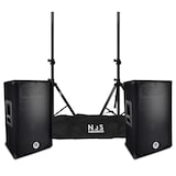 thumbnail of Paire d'enceintes Sono DJ BM SONIC BMS-10, Bass Reflex Trapézoïdal à 3 voies 10"/25cm - 2 x 400W, supports pieds et sacoche