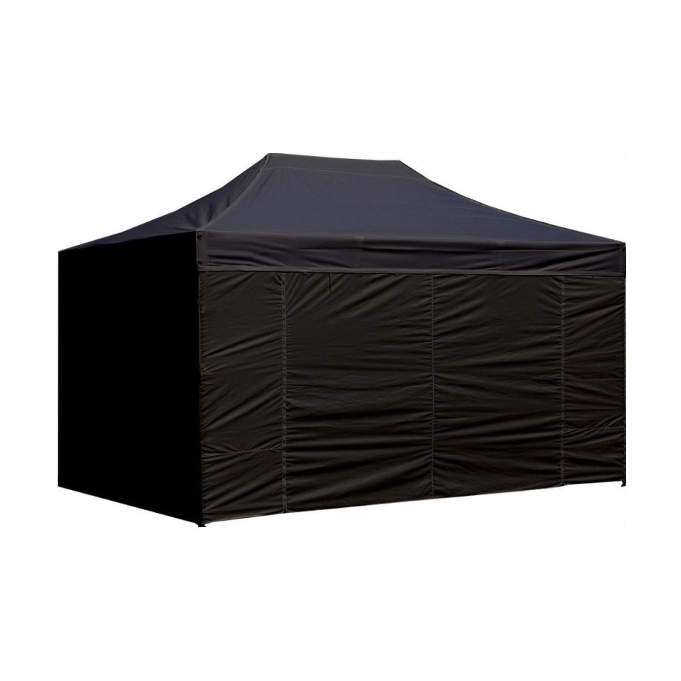 Gazebo 3x4,5 m nero pieghevole acciaio con laterali