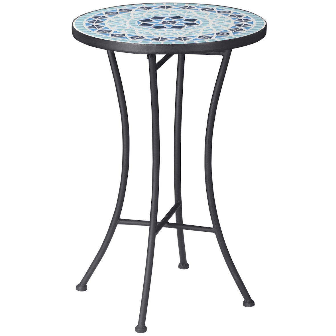 Outsunny Tavolino da Giardino Rotondo in Metallo e Ceramica a Mosaico