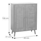 thumbnail of Highboard HWC-M38, Kommode Schrank Sideboard, Staufächer, Kubu Rattan Holz 106x80x41cm ~ Eiche-Optik