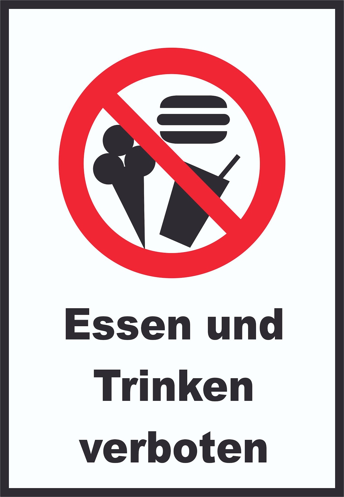 Essen und trinken verboten Schild A1 Rückseite selbstklebend