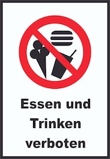 thumbnail of Essen und trinken verboten Schild A1 Rückseite selbstklebend
