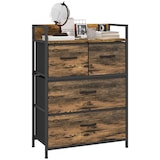 thumbnail of Mueble organizador cajonera de tela con 4 cajones plegables y marco de acero estilo industrial para salón recibidor 60x29x85 cm marrón rústico