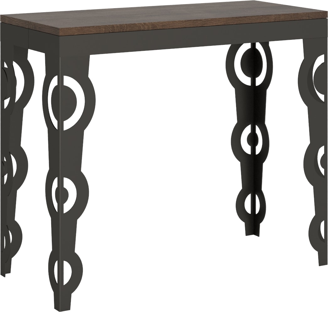 Ausziehbare Konsole 90x40/300 cm Karamay Evolution Walnuss Anthrazitrahmen