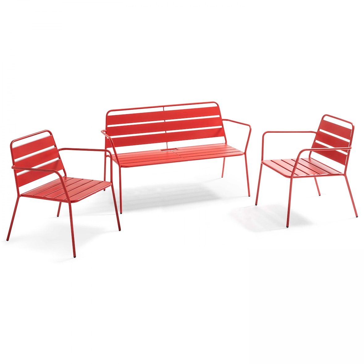 Gartenmöbel 4-Sitzer aus rotem Metall