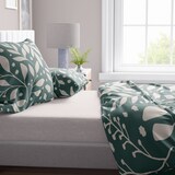 thumbnail of Bettwäsche Set 155x220 cm Baumwolle Jersey Dunkelgrün Beige Geblümt mit Reißverschluss, 4 teilig