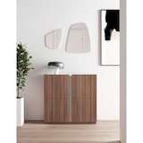 thumbnail of Zapatero HERDASA modelo 516 de la colección NEW YORK, con puertas en nogal y detalle arena.