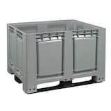 thumbnail of Palettenbox LxBxH: 1200 x 1000 x 790 mm geschlossen mit 3 Kufen in grau