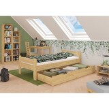 thumbnail of Einzelbett Futonbett 90x200 Kieferbett Massivholz natur Rollrost Matratze 60.39-09FLM