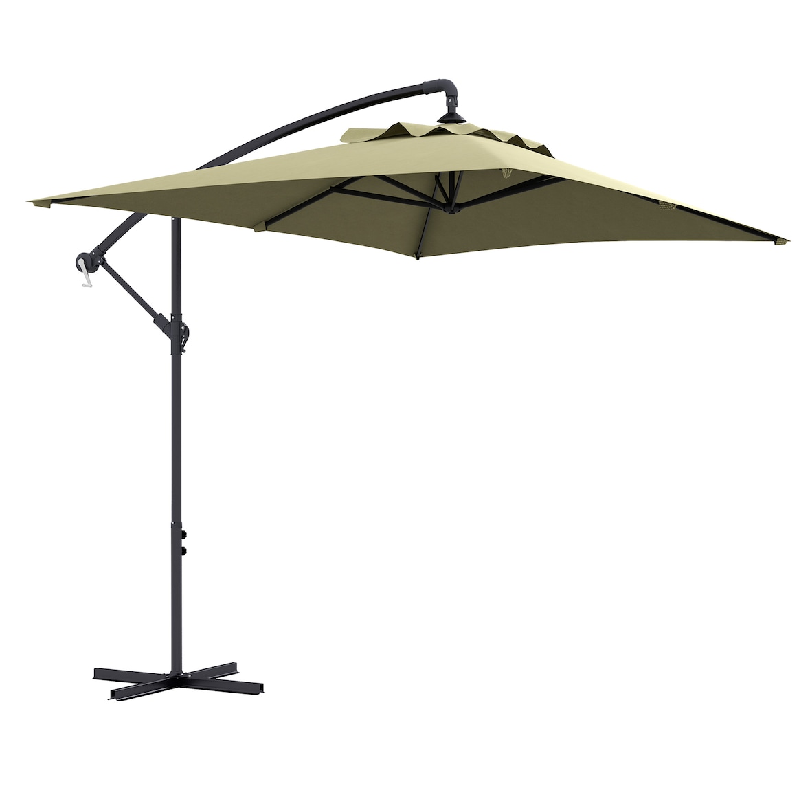Outsunny parasol excéntrico 294x193 cm sombrilla de jardín con base cruzada y manivela impermeable protección UV sombrilla para terraza patio beige