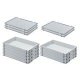 thumbnail of PROREGAL 5x Eurobehälter mit geschlossenem Griff und Scharnierdeckel | HxBxT 7,5x40x60cm | 15 Liter | Grau | Eurobox