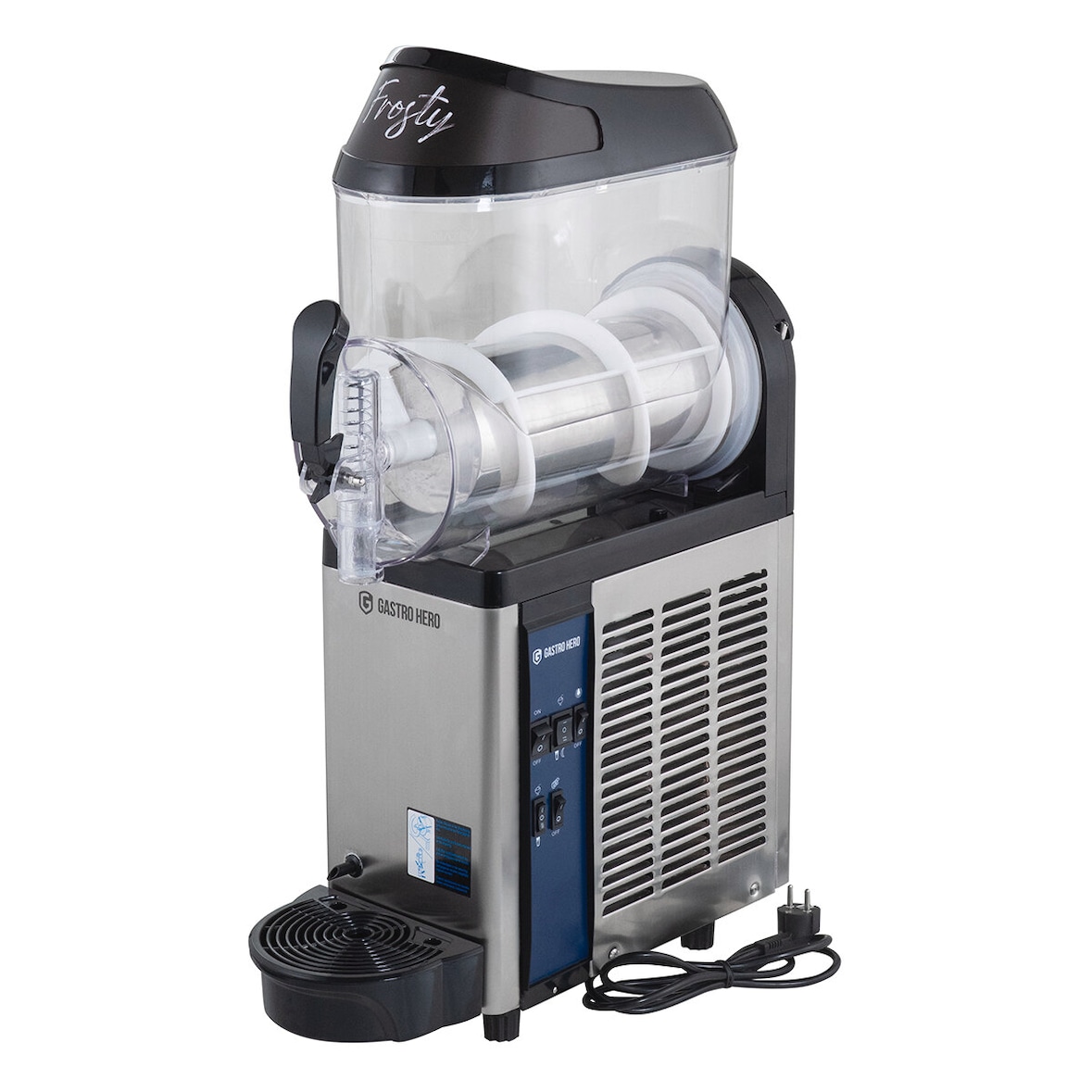 GastroHero Slush Eis Maschine – 1 x 12 Liter Tank, Edelstahl schwarz, kompakt, robust, ideal für Gastronomie, Catering und erfrischende Events