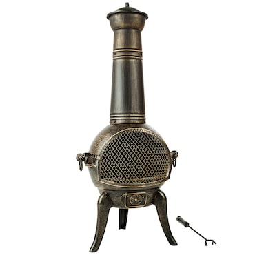 tectake stufa in ghisa da terrazza - grigio - 402197