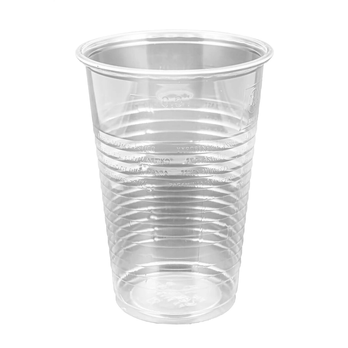 200 Trinkbecher PP , gerillt, mit Eichstrich, transparent 300 ml, 08158