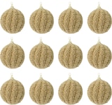 thumbnail of 12 Weihnachtskugeln 8cm Kunststoff Glitzer geriffelt Styropor Christbaumkugeln