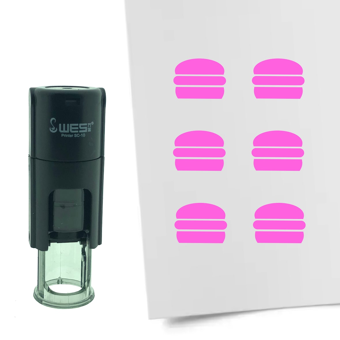 CombiCraft Stempel Hamburger 10mm rond - roze inkt