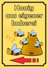 thumbnail of Verkaufsschild Schild Honig Hochkant mit Pfeil links A3 Rückseite selbstklebend