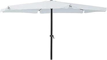 Garden Friend Ombrellone tondo copertura in poliestere struttura in acciaio con manovella 3 m x 2,4 h m bianco