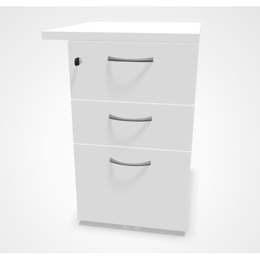 BURONOMIC caisson hauteur bureau 3 tiroirs dont 1 DS P60  avec top L50 P60 Chêne fil et poignées aluminium