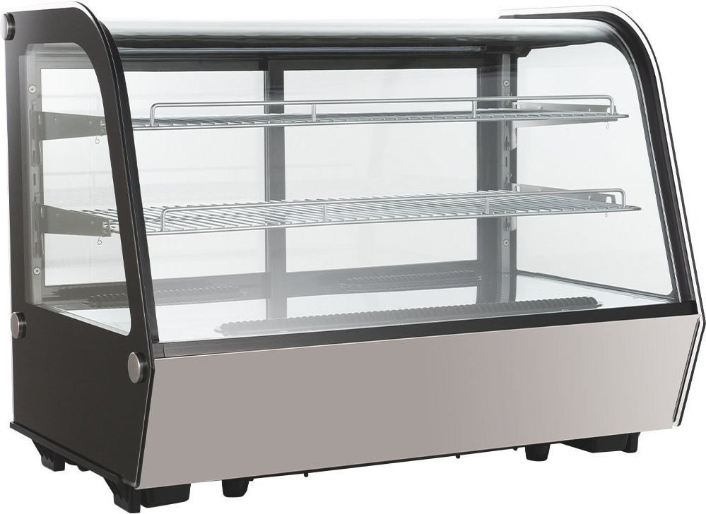 GastroHero Kühlvitrine ECO – 160 Liter, 880 mm Breite, LED-Beleuchtung, 2 Ablagen, energiesparend, ideal für Gastronomie & Verkaufsräume