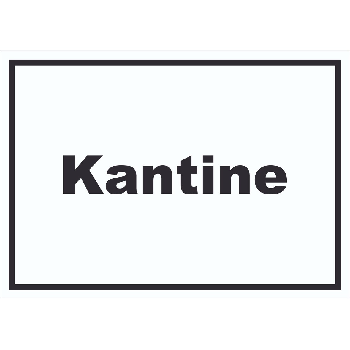 Kantine Schild mit Text essen und trinken waagerecht A0 Rückseite selbstklebend