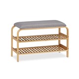 thumbnail of Relaxdays Schuhbank, 6 Paar Schuhe, gepolsterte Sitzfläche, Flur und Garderobe, Schuhaufbewahrung HBT 46x69x30 cm, natur