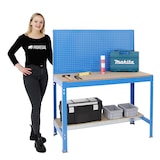 thumbnail of PROREGAL Proregal Werkbank Quick-Buffalo mit Werkzeugwand | HxBxT 84x120x61cm | Traglast 600kg | Blau | Holzplatte