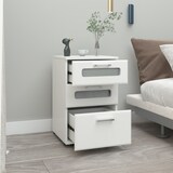 thumbnail of Nachttisch mit 3 Schubladen, oberste mit Glaseinsatz, Weiß, 40x60x38 cm, aus Holz