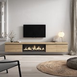 thumbnail of Mobile TV Soggiorno, Ampio spazio, 288x35x45cm, TV di grande formato, Camino elettrico XXL, Sospeso, da appendere, colore Rovere _ 493_54