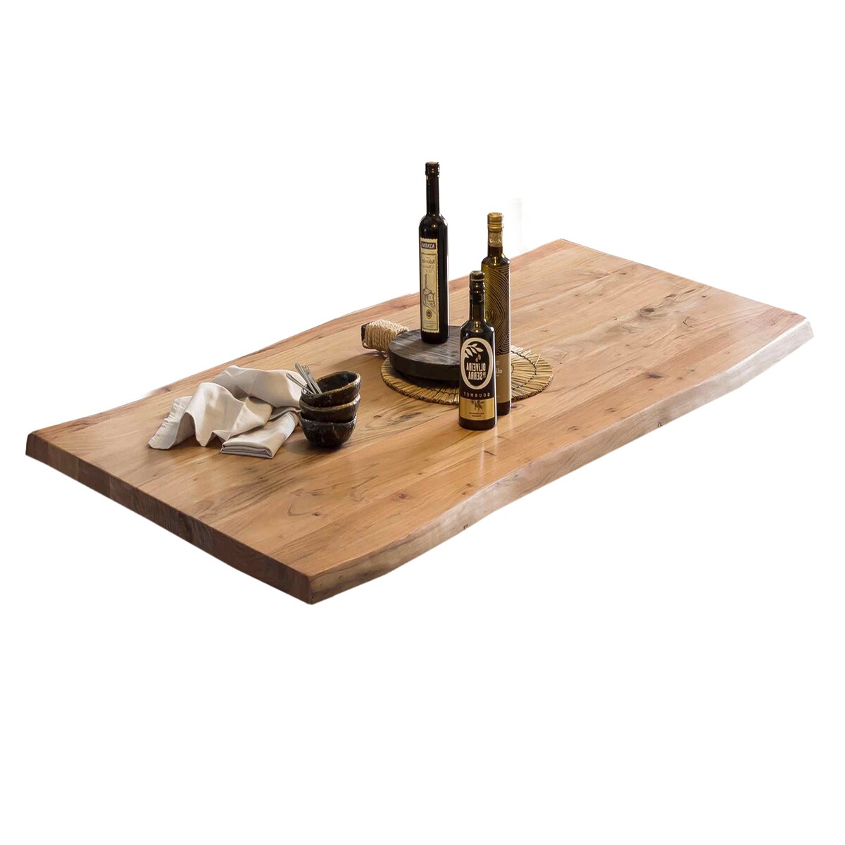 SIT Möbel Tisch Akazie mit Baumkante | 36 mm Platte natur | Gestell Metall schwarz | B 200 x T 100 x H 75,6 cm | 16060-11 | Serie TOPS & TABLES