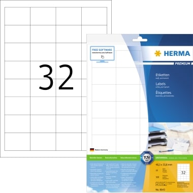 HERMA Etikett SuperPrint 8643 48,3x33,8mm weiß 320 St./Pack.
