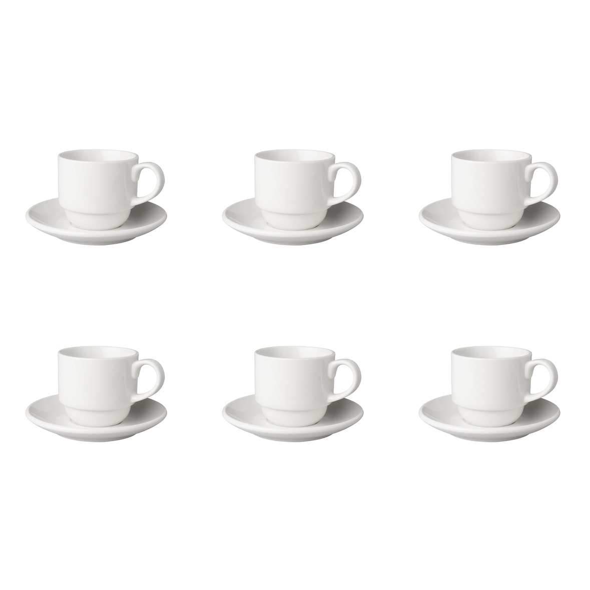 Mammoet Kop en schotel Budgetline Breed 20 cl 13.5 cm Wit 6 stuks