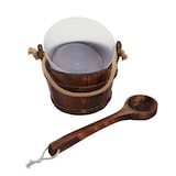 thumbnail of Balde para sauna com inserto HWC-B26, acessórios para sauna balde para sauna concha para sauna infusão, madeira de pinho 3,5 L ~ castanho escuro