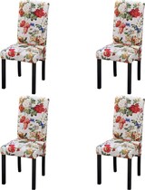 thumbnail of Décoshop26 - Set aus 4 rustikalen Küchen-Esszimmerstühlen mit Blumenmuster auf mehrfarbigem Stoff CDS021771
