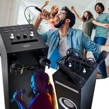 thumbnail of Colonne son HIFI Inovalley HP49CD, 100W USB Bluetooth RADIO 2 Microphones Karaoké + supports, Bagues LED inclus