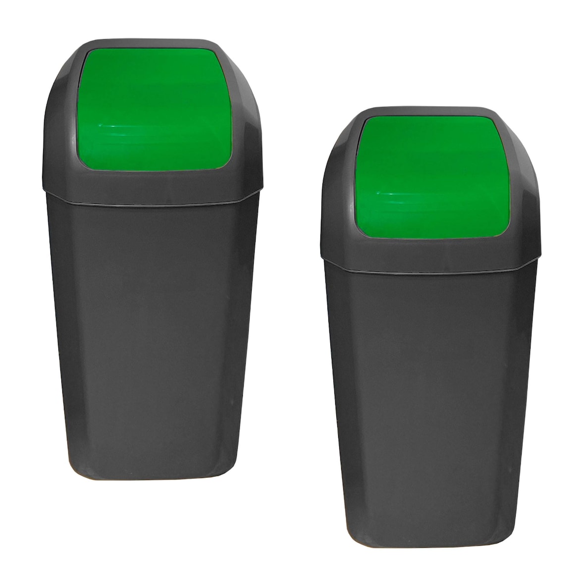 WellHome - Conjunto Caixotes do lixo com Tampa Oscilante 2x15L, Verde