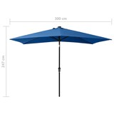 thumbnail of vidaXL Parasol met LED's en stalen paal 2x3 m azuurblauw