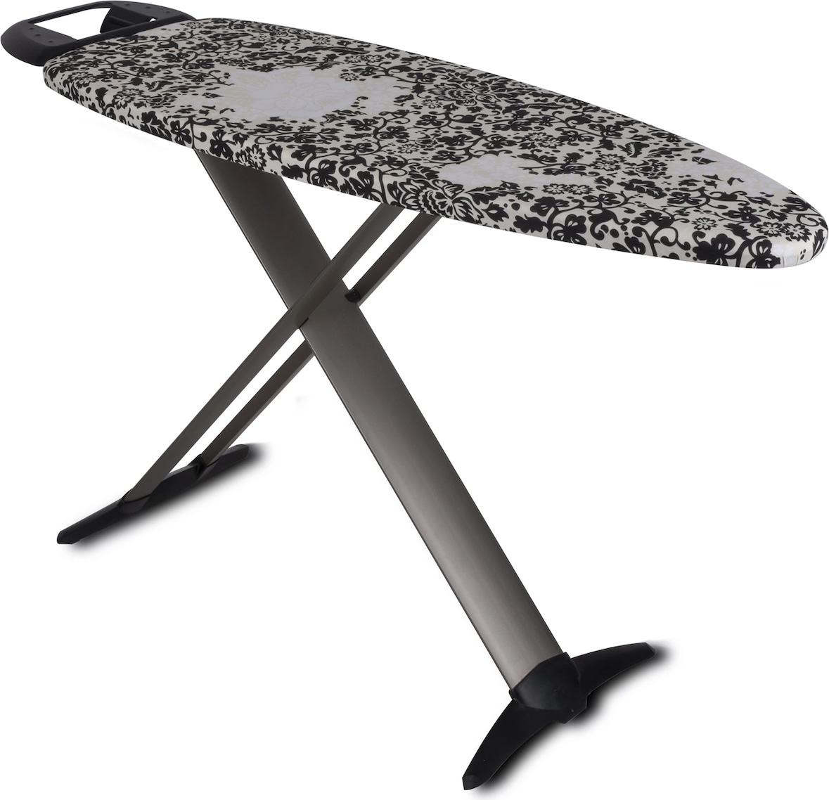 Kitchen Move Bügelbrett mit Bügeleisenablage TIFFANY 130x47cm Aluminium Schwarz