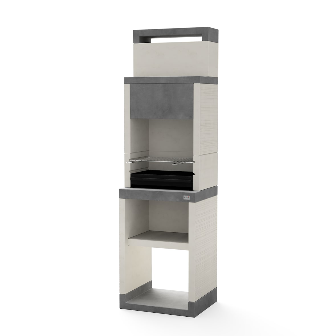 MF - Holzkohlegrill Modell PLAN 0 MAX (Grau/Weiß - 59 x 47 x 203 cm) REF: T00875