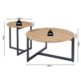 thumbnail of Conjunto de 2 Mesas de Centro em metal e MDF com efeito madeira, modernas, versáteis para sala de estar, quarto, salas de espera, mesas redondas –ELON