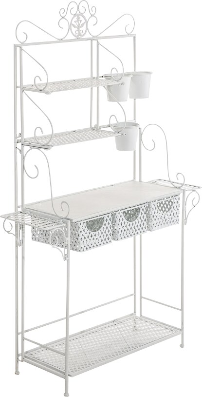 XL Pflanzregal Shine aus Eisen antik weiß