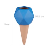 thumbnail of Relaxdays Tonspitzen Bewässerung, 4er Set, Bewässerungskugeln für 1,5 L Flaschen, Gießhilfe aus Keramik, terrakotta/blau